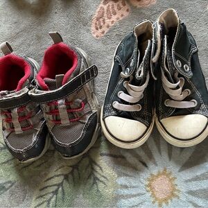 Stride Rite Black and Red Kids Athletic Sneakers and Converse Navy Blue Sneakers